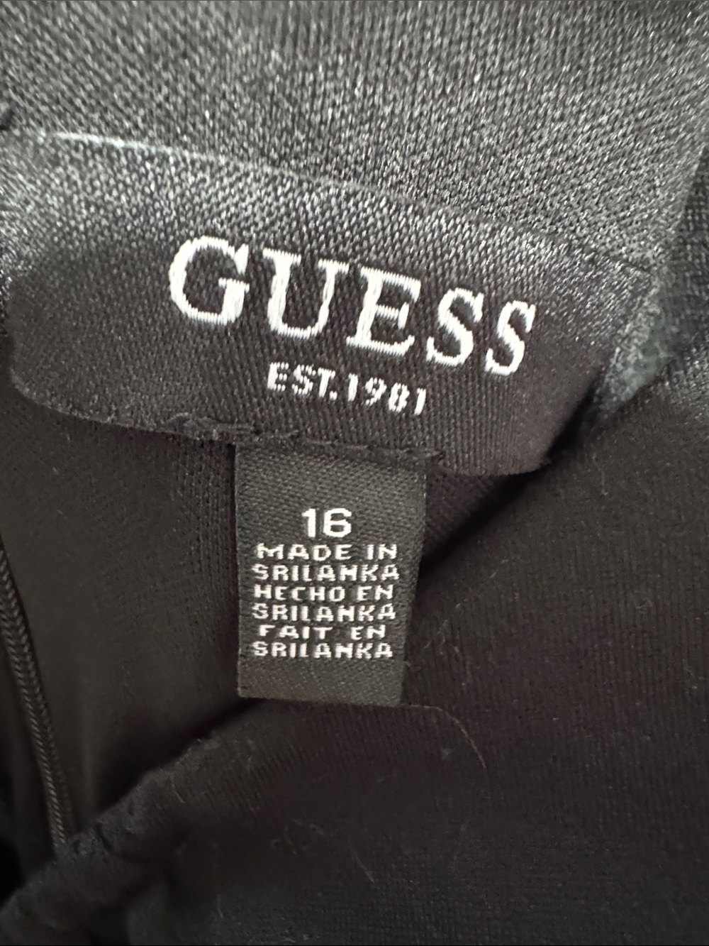 GUESS Black Ruched Front Mini Dress Size 16 Puff Sleeve - Picture 3 of 6